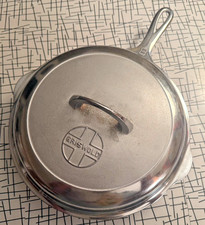Vtg. GRISWOLD SKILLET #8- 704H w/ BASTING LID #8- 1098B, NICKEL,  Block Letters picture