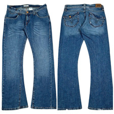 Y2K Levis Low Rise Flare Jeans 11 M 32x31 Flap Pockets Distressed Boho Festival picture