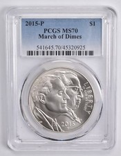 2015-P March of Dimes Commemorative Dollar $1 MS70 PCGS Blue Lbl picture