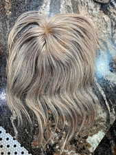 100% Human Hair Women’s Clip-In Gray Synthetic Straight Bangs 14in, 4 Clips picture