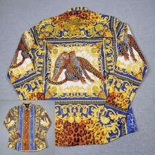 Barbara Shirt Men XL L/S Designer Baroque Geometric Leopard Rhinestone Colorful picture