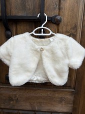 American Princess Girls' White Faux Fur Bolero Shrug, Size 5, Pearl Button picture