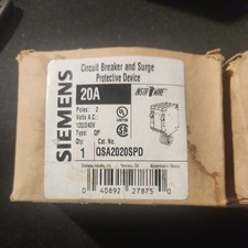 SIEMENS QSA2020SPD 20A SURGE PROTECTOR 2-POLE CIRCUIT BREAKERS 120V TVSS NEW OEM picture