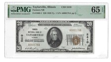 1929 $20 Taylorville IL Farmers NB CH#5410 A000178A Low Serial(Scarce) PMG 65EPQ picture