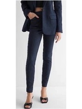 Express Stretch Crepe Mid-Rise Trouser Ankle Pant Minimalist Career Navy 6 picture