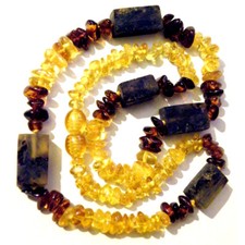 Vintage Real Amber Art Deco Necklace Butterscotch Cognac Honey Beads Natural Fab picture