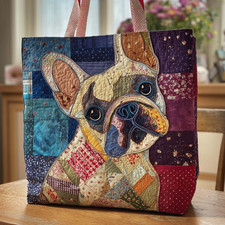 Personalized French Bulldog Frenchie Dog Quilted Tote Bag Woman Handbag Gift picture