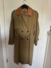 MCM khaki trench coat with brown leather collar and belt  picture