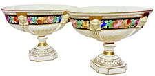 Antique 1880s Ferdinand Bing & Co Hand Decorated French Porcelain Tazza ~ A Pair picture