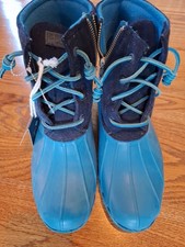 Sperry Saltwater Puff Nylon Women's Sz 8 Duck rain Boot Navy Boat winter picture