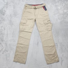 NEW Unionbay Pants Mens 32x34 Beige Survivor Cargo Canvas Utility Belted Casual picture