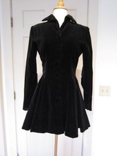 VTG 1950s Custom Made Black Velvet Jacket w/Fitted Bodice & Swing Peplum Sz Sml picture
