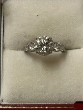 18k White Gold Three-Stone Engagement Ring Round Diamond, Size 5.5 picture