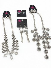 Paparazzi Silver Tone Clear Stone Bundle 2 Necklace Sets 2 Extra Earring Pairs picture