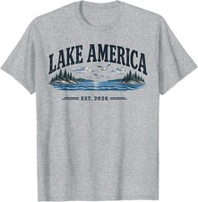 Lake America EST 2026 Patriotic Vintage Sunset Unisex T-Shirt picture