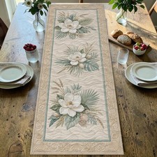 Magnolia Seashell Quilted Table Runner Tropical Coastal Summer Farmhouse Decor picture