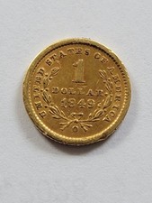 1849-O  Liberty Head $1 Gold Dollar Coin -Estate Sale - ex Jewelry VF/XF details picture