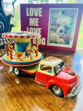 VINTAGE 1956 TIN FRICTION TOY NOMURA CLOWN CIRCUS TRUCK  From JAPAN picture