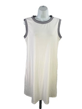 Merokeety Women's White/Black Striped Sleeveless Midi Dress - M picture