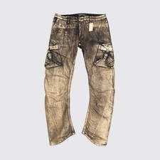 Robin's Jean W36 Men Gold Foil Metallic Predator Cargo Pocket Stretch Cotton picture