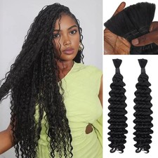 IDN Beauty 16in Deep Wave Pre Divided No Weft Human Braiding Hair 100g Black picture