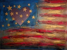 Rare And Unique American Flag  Acrylic Painting  48