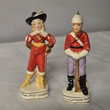 2 Vintage Enesco Japan Porc. Figures Musketeer King's Comp. & NWMP Canada E21 picture