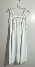 Vtg 30s 40s Silk Bias Cut Handmade & Embroidered Lace Slip Dress Nightgown MINT picture