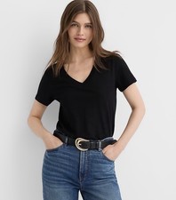 EUC LOFT EVERYDAY V-Neck SHORT SLEEVE Tee SHIRT TOP SMALL BLACK picture