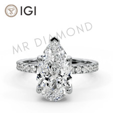 IGI 2.50 CT F VS2 Pear Cut Lab Grown Diamond Engagement Ring Platinum 900 picture