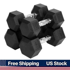 Home Gym Hex Dumbbell Set 100 Lb Rubber Encased Pair 20 30 lb Hand Weights picture