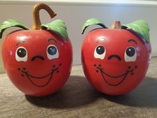 Vintage 1972 Fisher Price Happy Red Apple Musical Chime Wobble Toy USA picture