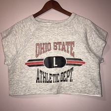 VINTAGE DEADSTOCK 1980's OHIO STATE BUCKEYES SEXY CROP TOP CREWNECK WORKOUT picture