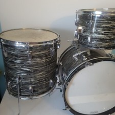 RINGO 1966 Ludwig Black Oyster Pearl VTG 60s 3 Drum Set 13/16/20 Keystone Badge picture