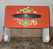 Rare Vintage MCM Kromex Orange Flower Power Paper Towel & Tissue Dispenser  picture