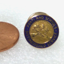 Vintage ~Portland Schools Distinguished Service Pinback ~ 1/10th 10k Gold picture