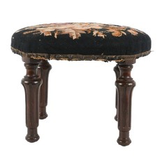 Antique 20th Century Floral Needlework Footstool picture