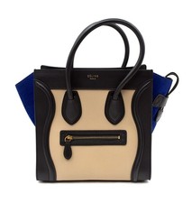 Celine Mini Luggage Elephant Calfskin and Suede Tri-Color Black/Sand/Blue picture