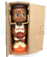Vintage 1960s New York Knicks Bobblehead Bank Black Player Original Box NOS Rare picture