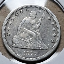1877 Carson City Seated Liberty Quarter XF picture