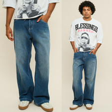 Victorious Men's Ultra Baggy Y2K Wide-Leg Cotton Denim Jeans DL981 picture