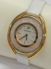 Ladies Swarovski Crystalline Aura Swiss Quartz Watch Rose Gold White Leather picture