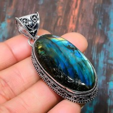 Labradorite Gemstone Handmade Gift Jewelry Pendant 2.36