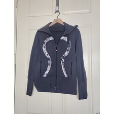 Lululemon In Stride Jacket Full Zip Hooded Sweatshirt Black Gray Tie Dye Size 6 picture