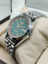  Vintage Automatic Seiko Refurbished GreenDial Day / Date Men's Wrist Watch  picture