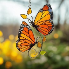 Vibrant Monarch Butterfly Suncatcher, Beautiful Window Hanging, Colorful Nature picture