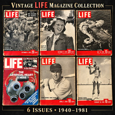 6 Vintage LIFE Magazines 1940-1981 WWII Korean War Atomic Bomb Artificial Heart picture