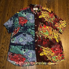 Vintage Jams World Limited “Rock Fish” Gemstone Hawaiian Button Up Shirt XXL picture