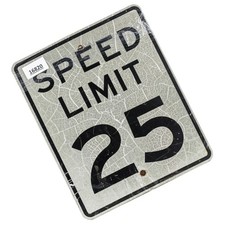 Authentic Road Sign SPEED LIMIT 25 Real Street Vintage Retired picture