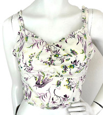 Topshop Idol Crop Top Size Large 10 Floral Sleeveless Ruffle Trim NWT $40 picture